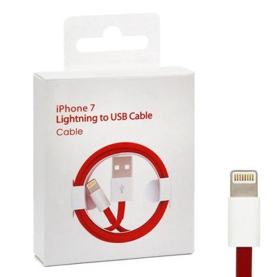Лот: 22147422. Фото: 1. КАБЕЛЬ iPhone 7 ORIG RED. Дата-кабели, переходники