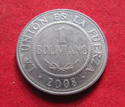 Лот: 19696404. Фото: 1. Боливия 1 боливиано, 2008 г. Остальные страны