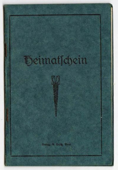 Лот: 8686173. Фото: 1. Удостоверение (Heimat-schein). Документы, ценные бумаги, письма
