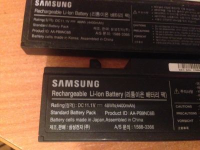 Лот: 12774580. Фото: 1. 2 Аккумулятора для ноутбука Samsung. Аккумуляторы