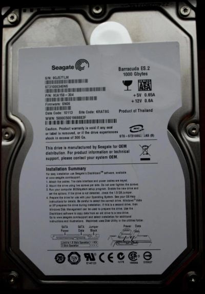 Лот: 4028954. Фото: 1. Жесткий диск 1TB Seagate ST31000340NS... Жёсткие диски (HDD)