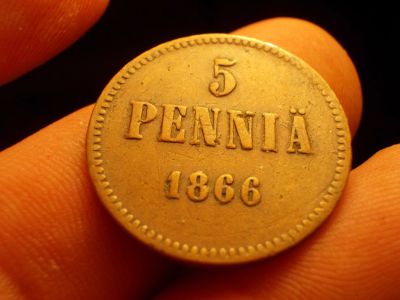 Лот: 12639967. Фото: 1. Нечастые 5 пенни 1866 года. Русская... Россия до 1917 года
