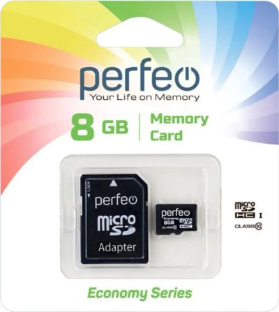 Лот: 25541948. Фото: 1. Карта памяти MicroSDHC 8Gb Perfeo... Карты памяти