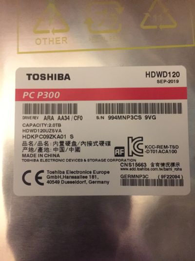 Лот: 15770408. Фото: 1. Жесткий диск Toshiba 2 ТБ. Жёсткие диски (HDD)