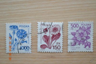 Лот: 6769532. Фото: 1. Марки Польши 1989г, Цветы (стандартные... Марки