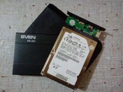 Лот: 1366705. Фото: 1. HDD для ноута Hitachi 120 +бокс... Жёсткие диски (HDD)