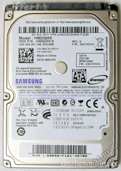Лот: 5548830. Фото: 1. Винчестер для ноутбука Samsung... Жёсткие диски (HDD)