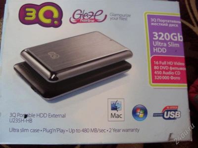 Лот: 1281167. Фото: 1. Внешний жесткий диск USB 3Q 320Gb... USB-флеш карты