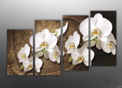 Лот: 15564155. Фото: 1. Модульная картина Орхидея на коричневом... Картины, рисунки