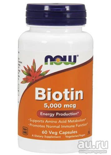 Лот: 17518613. Фото: 1. NOW Biotin 5 мг. 60 капс. Спортивное питание, витамины