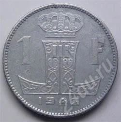 Лот: 216774. Фото: 1. Бельгия. 1 франк 1942г. Цинк... Европа