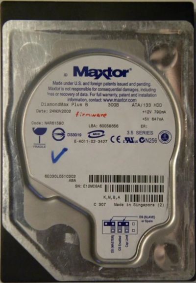 Лот: 518680. Фото: 1. 30 GB IDE Maxtor DiamondMax Plus... Жёсткие диски (HDD)