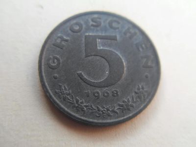 Лот: 10341446. Фото: 1. Австрия 5 грошей 1968. Германия и Австрия