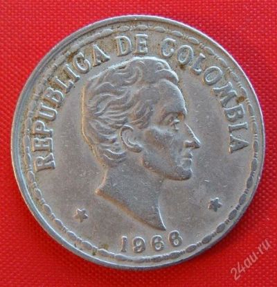 Лот: 1588868. Фото: 1. (№706/LS) 20 сентаво 1966 (Колумбия... Америка