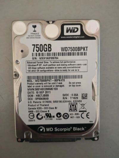 Лот: 12598933. Фото: 1. Жесткий диск/HDD WD7500BPKT 750gb... Жёсткие диски