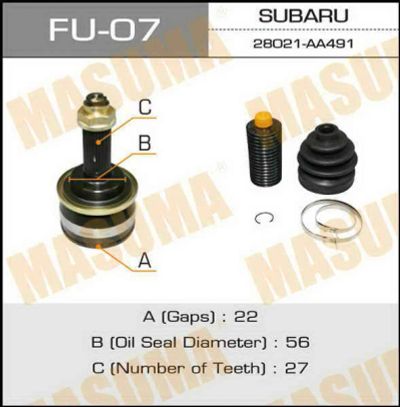 Лот: 14330682. Фото: 1. Masuma FU-07 ШРУС "Masuma" (Гарантия... Ходовая, подвеска, рулевое управление