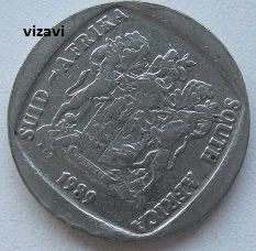 Лот: 18840925. Фото: 1. ЮАР 2 рэнда 1989, брак (поворот... Африка