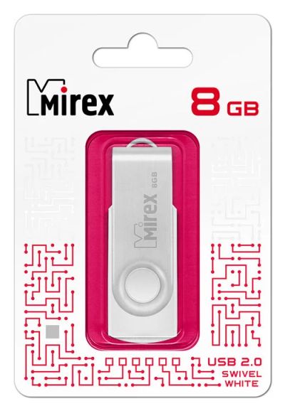 Лот: 16172801. Фото: 1. USB 8 Gb Mirex Swivel white USB... USB-флеш карты