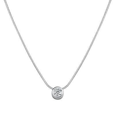 Лот: 23893425. Фото: 1. Серебряное колье с фианитом. Цепочки
