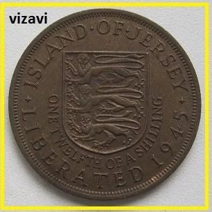 Лот: 16350232. Фото: 1. Джерси 1/12 шиллинга 1945 (8=). Великобритания и острова