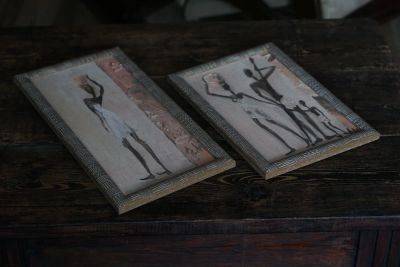 Лот: 10752748. Фото: 1. Комплект из двух картин в этническом... Картины, рисунки