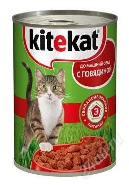 Лот: 1149316. Фото: 1. kitekat домашний обед с говядиной... Корма