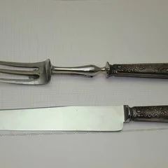 Лот: 17416223. Фото: 1. Набор старинный для мяса нож и... Предметы интерьера и быта