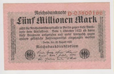 Лот: 11361469. Фото: 1. Германия 5 миллионов марок 1923г... Европа