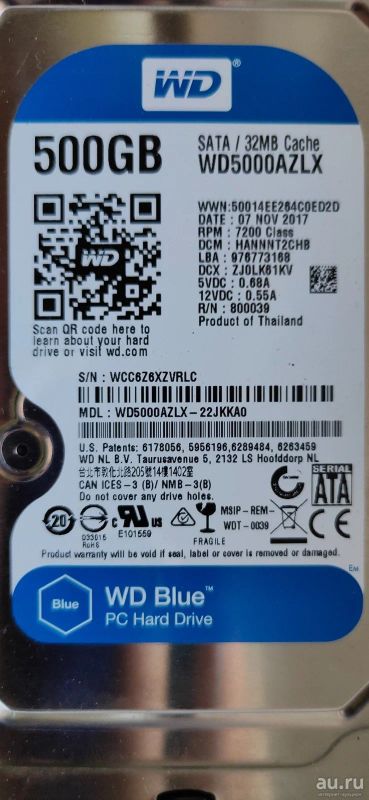 Лот: 18196284. Фото: 1. HDD WD 500GB (WD5000AZLX). Жёсткие диски (HDD)