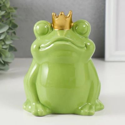 Лот: 23364401. Фото: 1. Копилка Зеленая лягушка в короне... Другое (посуда, кухонная утварь)