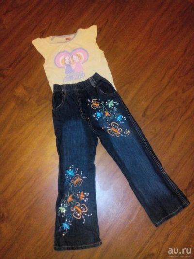 Лот: 8610506. Фото: 1. Джинсы + футболка 4-6 лет. Брюки, шорты, джинсы