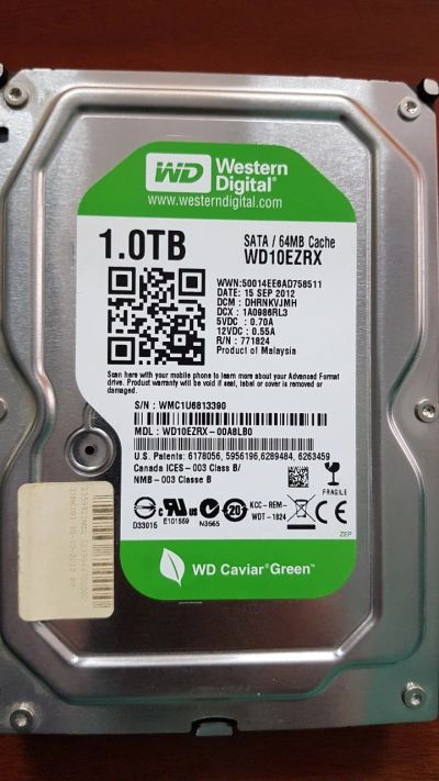 Лот: 14285195. Фото: 1. Жесткий диск WD WD10EZRX 1TB. Жёсткие диски (HDD)