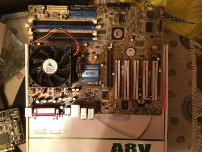 Лот: 4815345. Фото: 1. Asus A8V + проц. amd athlon 64x... Материнские платы