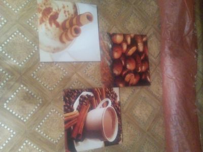 Лот: 10388913. Фото: 1. Продам 3 картины на кухню 40*40. Произведения