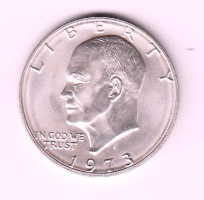 Лот: 11844136. Фото: 1. 1 доллар США серебро 1973г. Америка