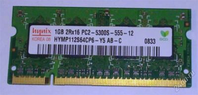 Лот: 1232490. Фото: 1. SODIMM HYNIX DDR2 1GB 2RX16 PC2-5300S-555-12. Оперативная память