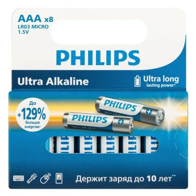 Лот: 24471842. Фото: 1. Батарейки Philips AAA (LR03... Батарейки, аккумуляторы, элементы питания