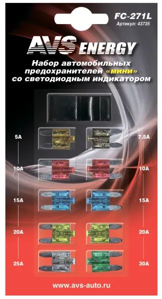 Лот: 20584224. Фото: 1. Набор предохранителей со светодиодом... Электроприборы для автомобиля