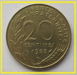 Лот: 14807562. Фото: 1. Франция 20 сантимов 1988 (№). Европа