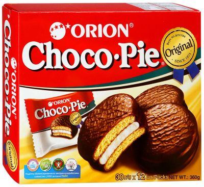Лот: 10333656. Фото: 1. Choco Pie "Orion" 12шт / Чоко-пай... Печенье, вафли, пряники