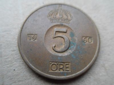 Лот: 10824699. Фото: 1. Швеция 5 эре 1960. Европа