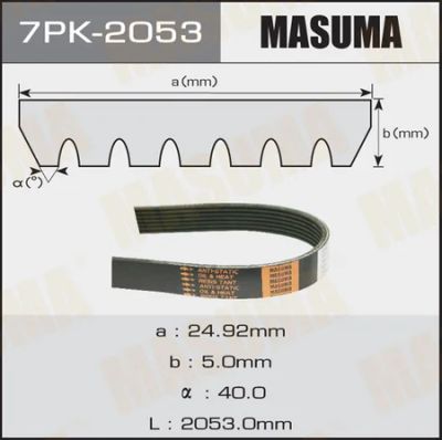 Лот: 18607370. Фото: 1. Ремень ручейковый masuma 7PK-2053. Расходные материалы