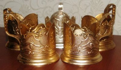 Лот: 3572095. Фото: 1. Пять алюминиевых подстаканников... Предметы интерьера и быта