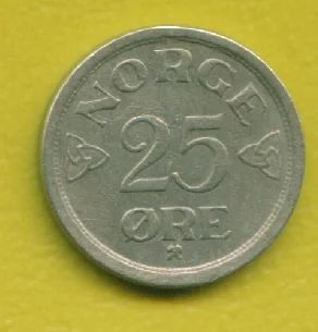 Лот: 10048845. Фото: 1. Норвегия 25 эре 1957 (720). Европа