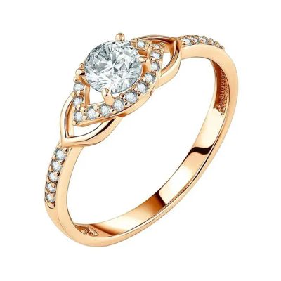 Лот: 23883913. Фото: 1. Золотое кольцо с фианитами. Кольца, перстни