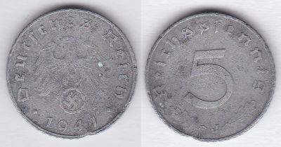 Лот: 3273801. Фото: 1. Германия 5 пфенигов 1941J. Германия и Австрия