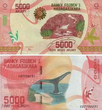 Лот: 25120076. Фото: 1. Мадагаскар 5000 ариари 2017 года... Африка