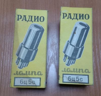 Лот: 3492561. Фото: 1. Радиолампа 6Ц5С (2 шт) (1). Электронные лампы