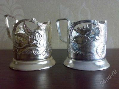 Лот: 177617. Фото: 1. 2 подстаканника (слон и лось). Другое (посуда, кухонная утварь)