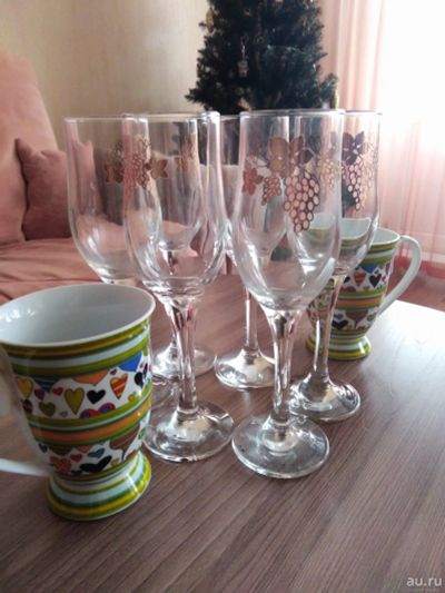 Лот: 17039993. Фото: 1. Бокалы 6 шт и 2 кружки. Кружки, стаканы, бокалы